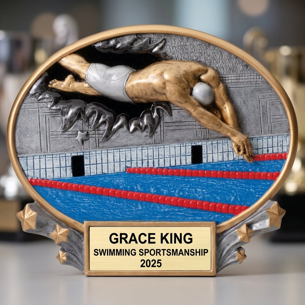 Swimming Award Trophy | Personalized | Custom Engraved | Swim Meet Champion | Swimmer Gift | End of Season | Team Banquet - View 4