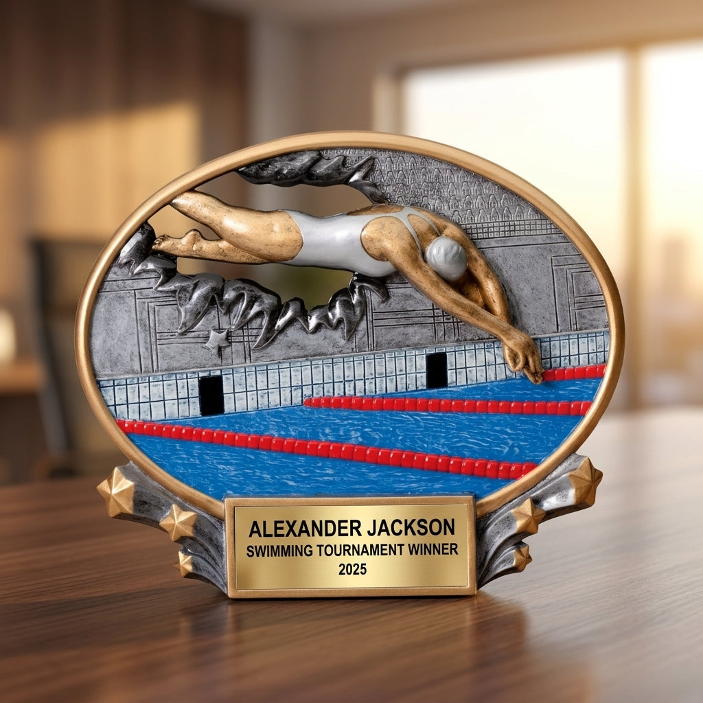 Swimming Award Trophy | Personalized | Custom Engraved | Swim Meet Champion | End of Season Gift | Wood Unlimited - View 5