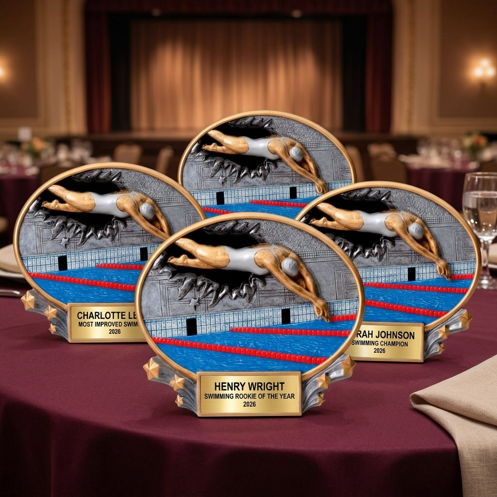 Swimming Award Trophy | Personalized | Custom Engraved | Swim Meet Champion | End of Season Gift | Wood Unlimited - View 6