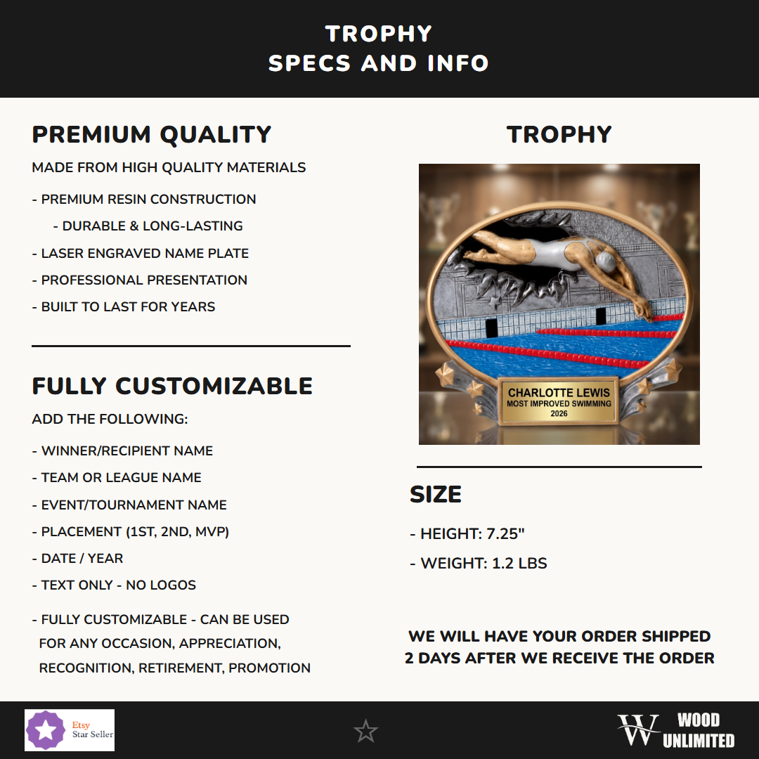 Swimming Award Trophy 7"