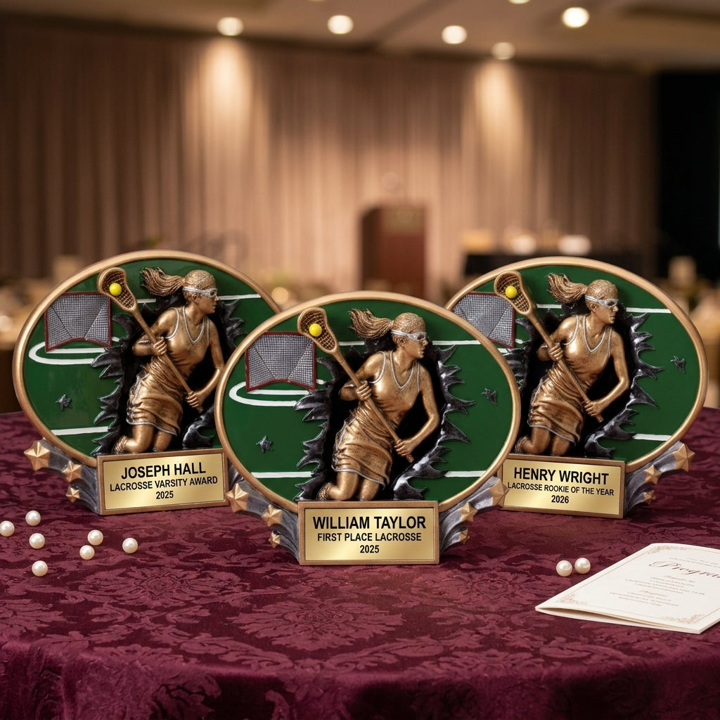 Lacrosse Award Trophy | Personalized | Custom Engraved | Lacrosse Gift | Team Award | Lacrosse Player | Motion X Oval - View 6