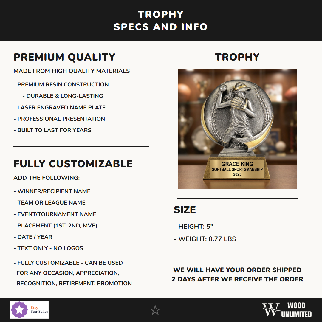 Softball Award Trophy 5"