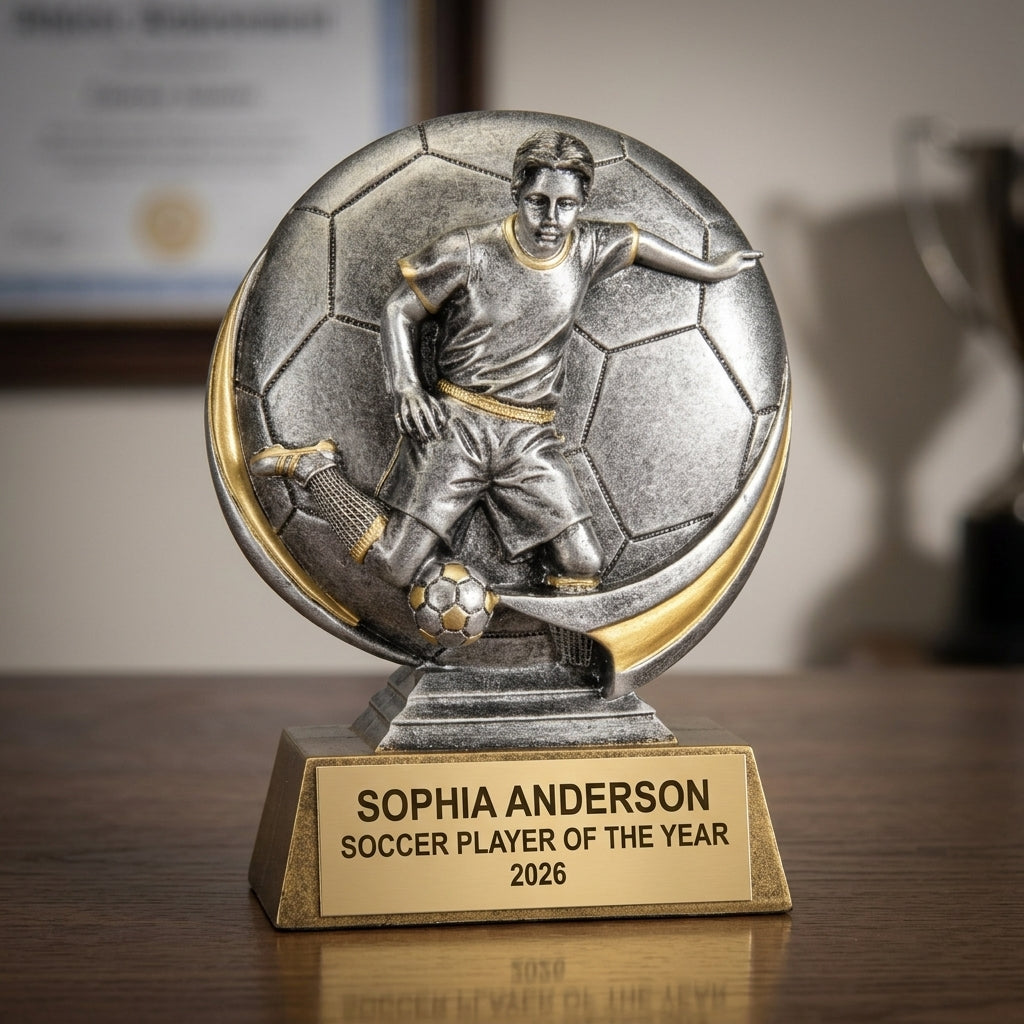 Personalized | Soccer Award | Custom Engraved | Soccer Trophy | Personalized Award | Youth Soccer | Team Banquet | MVP Award - View 3