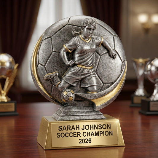 Soccer Award Trophy | Personalized | Custom Engraved Name Plate | Soccer Gifts | MVP Award | Team Trophy - View 2