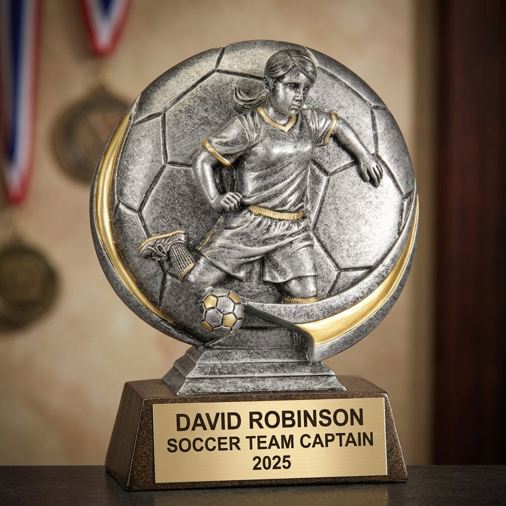 Soccer Award Trophy | Personalized | Custom Engraved Name Plate | Soccer Gifts | MVP Award | Team Trophy - View 3
