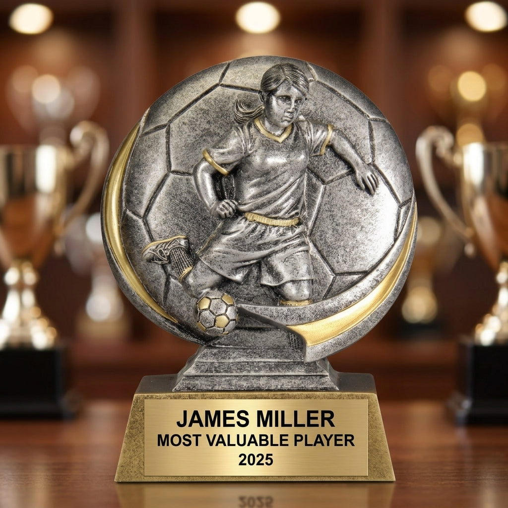 Soccer Award Trophy | Personalized | Custom Engraved Name Plate | Soccer Gifts | MVP Award | Team Trophy - View 4