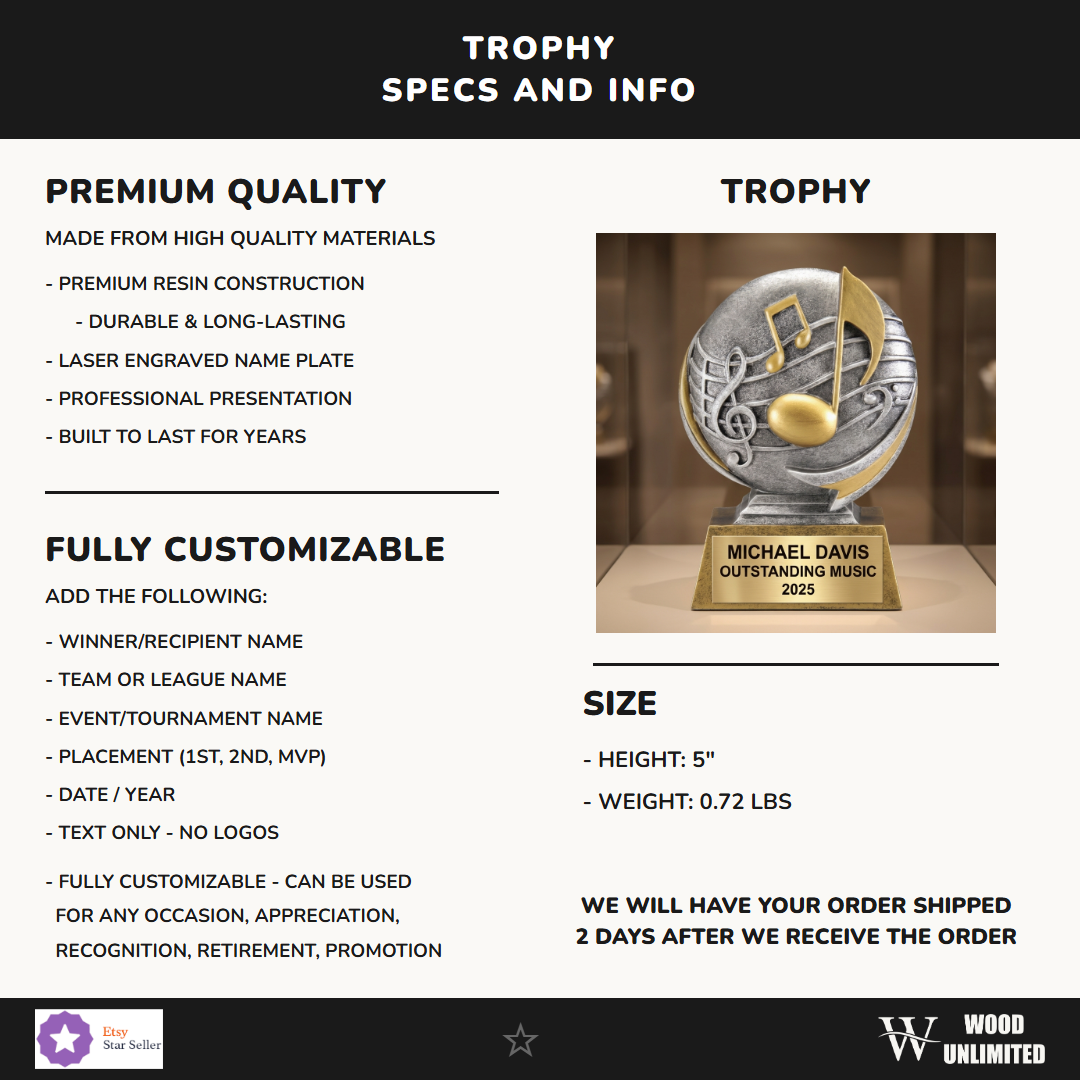 Music Award Trophy 5"