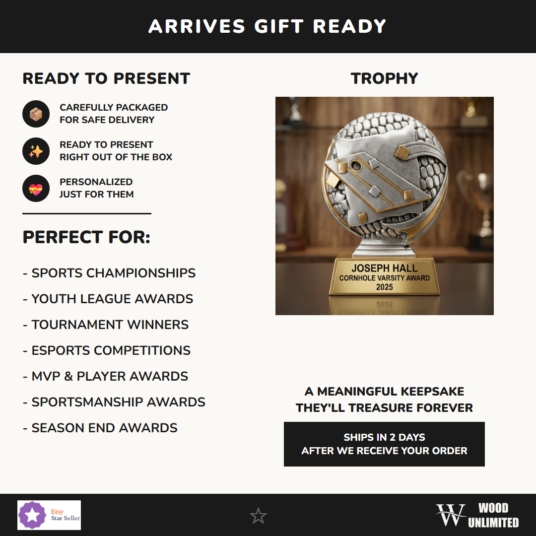 Personalized | Cornhole Award | Custom Engraved | Trophy | Game Prize | Engraved Gift Ready - perfect for awards ceremonies, recognition, and celebrations