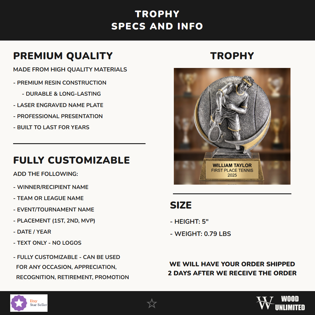Tennis Award Trophy 5"