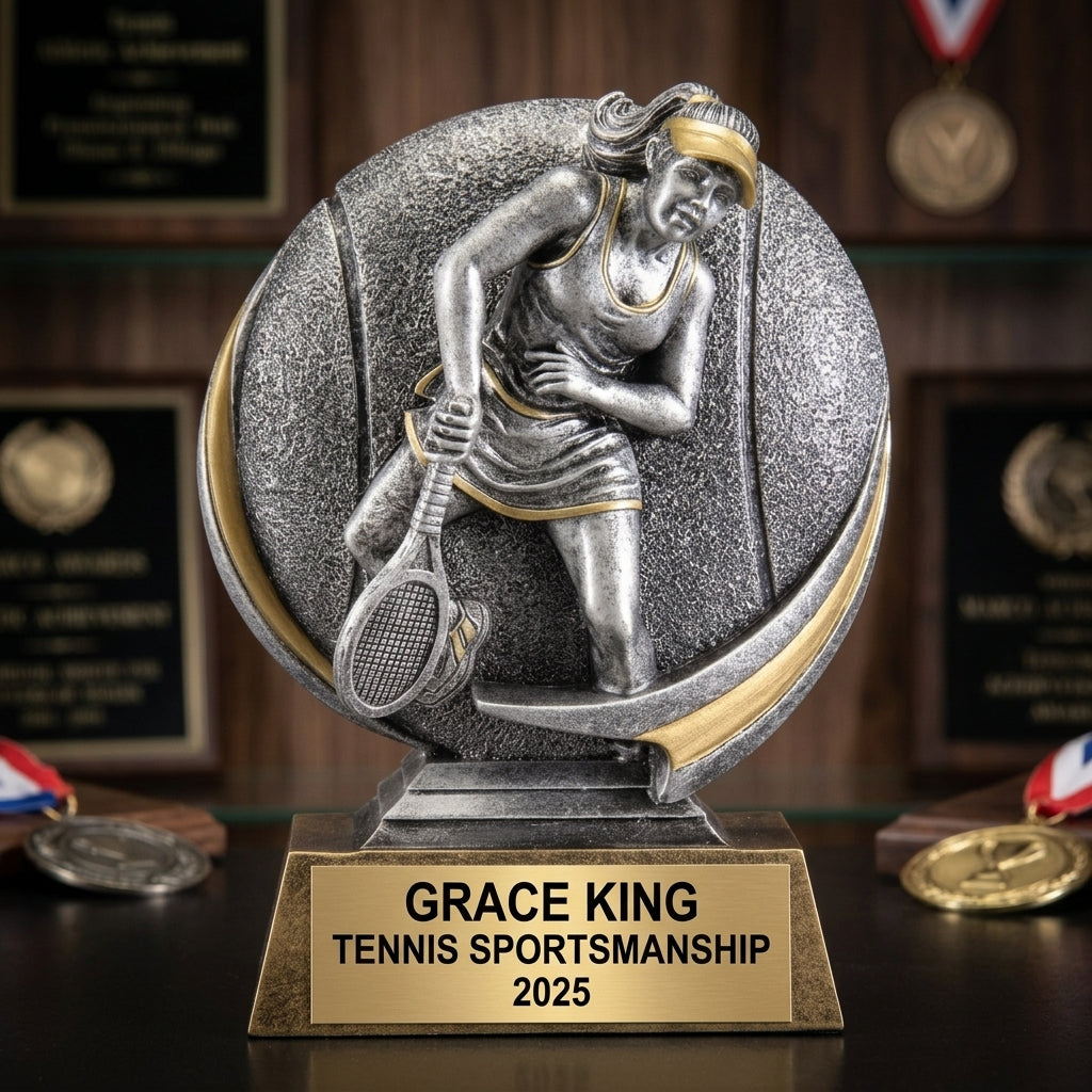 Tennis Award Trophy | Personalized | Custom Engraved | Tennis Champion | MVP Award | Tennis Gift - View 3