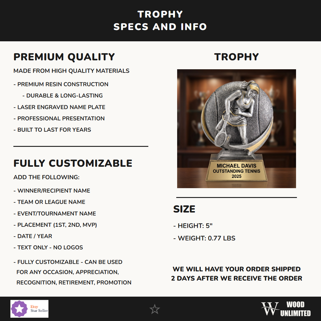Tennis Award Trophy 5"