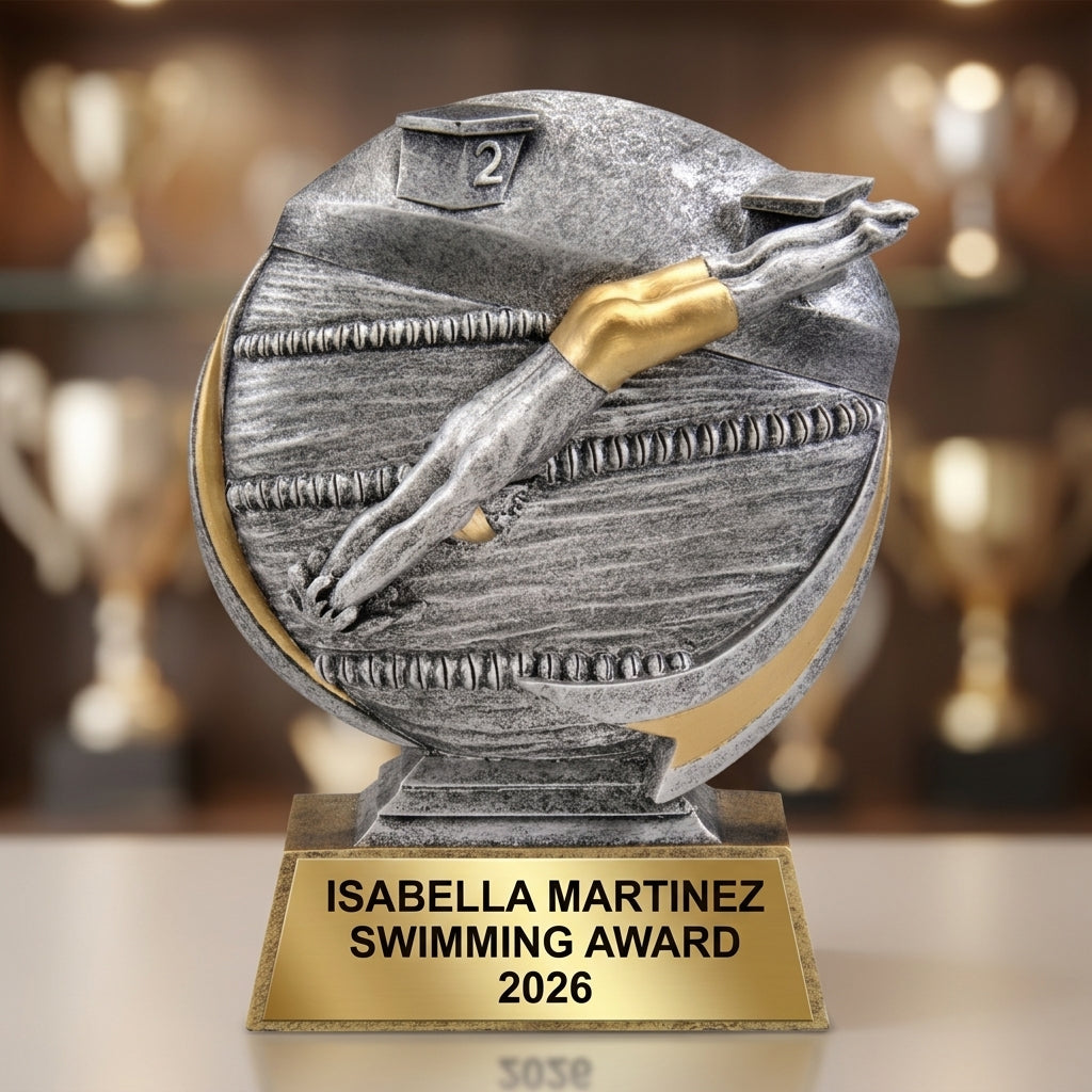 Swimming Trophy Award | Personalized | Custom Engraved | Swim Meet Champion | Unique Gift | Team Award | Male Swimmer | 5 Inch - View 4