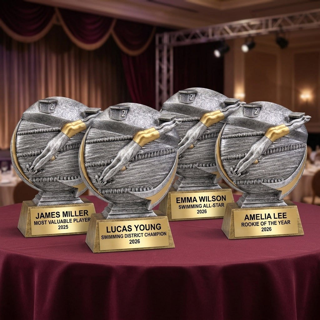 Swimming Trophy Award | Personalized | Custom Engraved | Swim Meet Champion | Unique Gift | Team Award | Male Swimmer | 5 Inch - View 6
