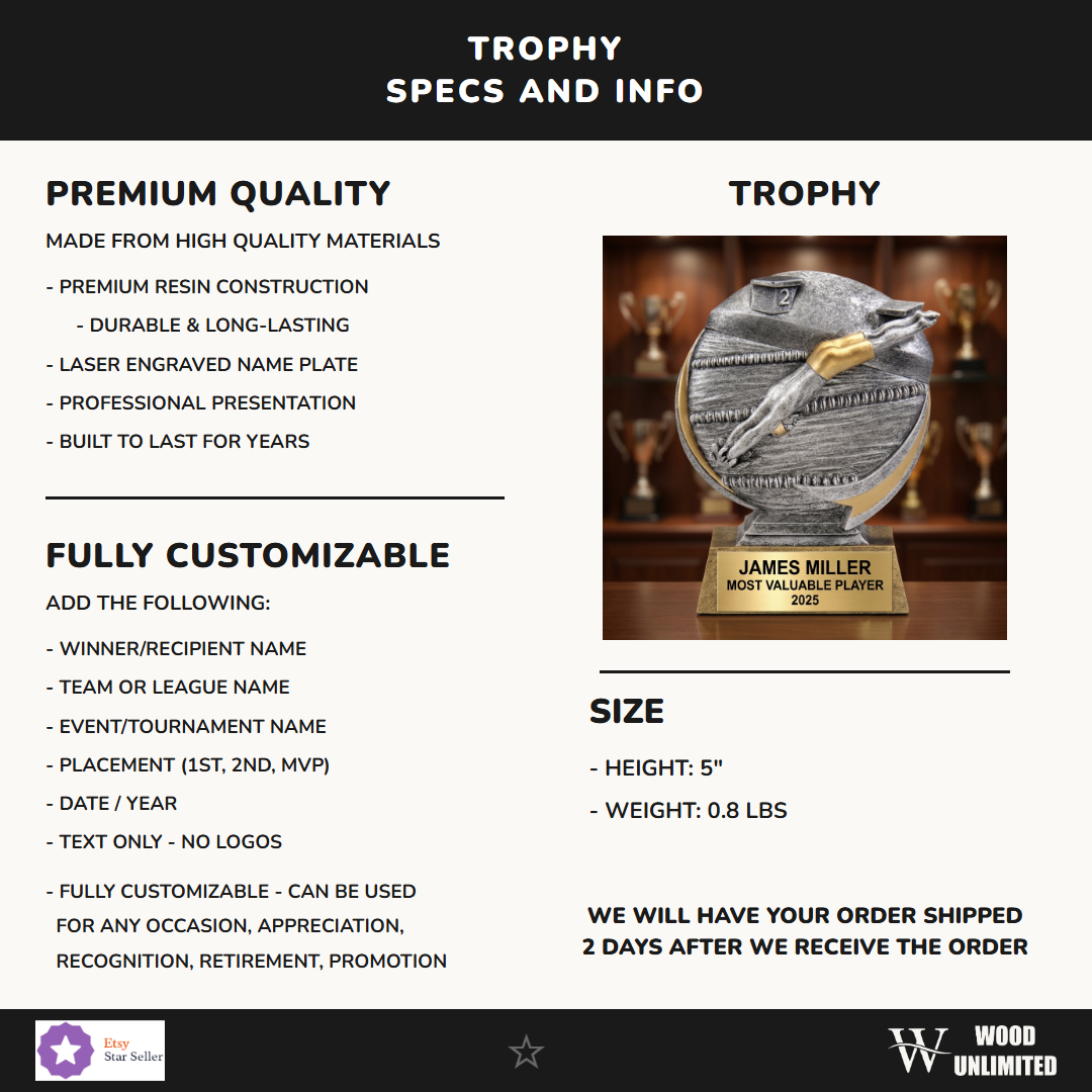 Swimming Award Trophy 5"