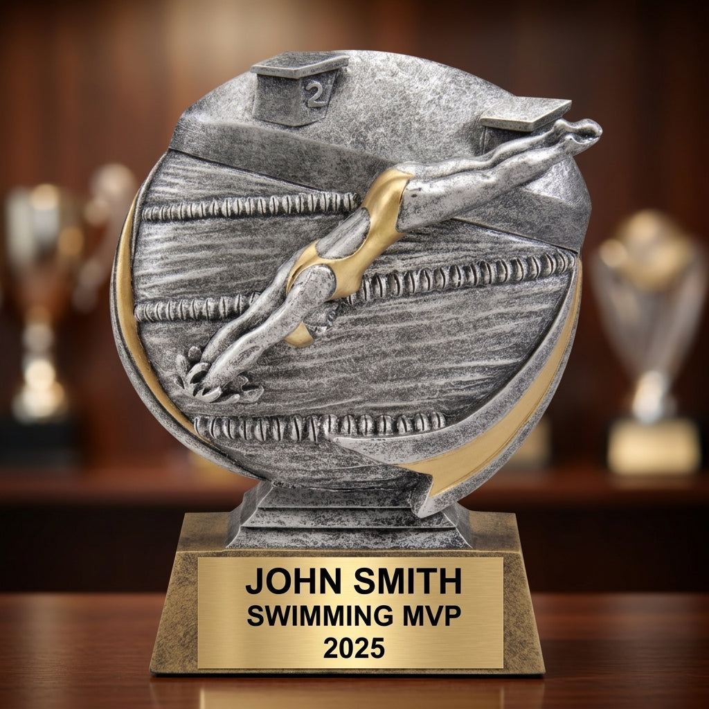 Swimming Trophy Award | Personalized | Custom Engraved | Swim Meet Champion | 3D Pewter | Personalized Gift - View 4