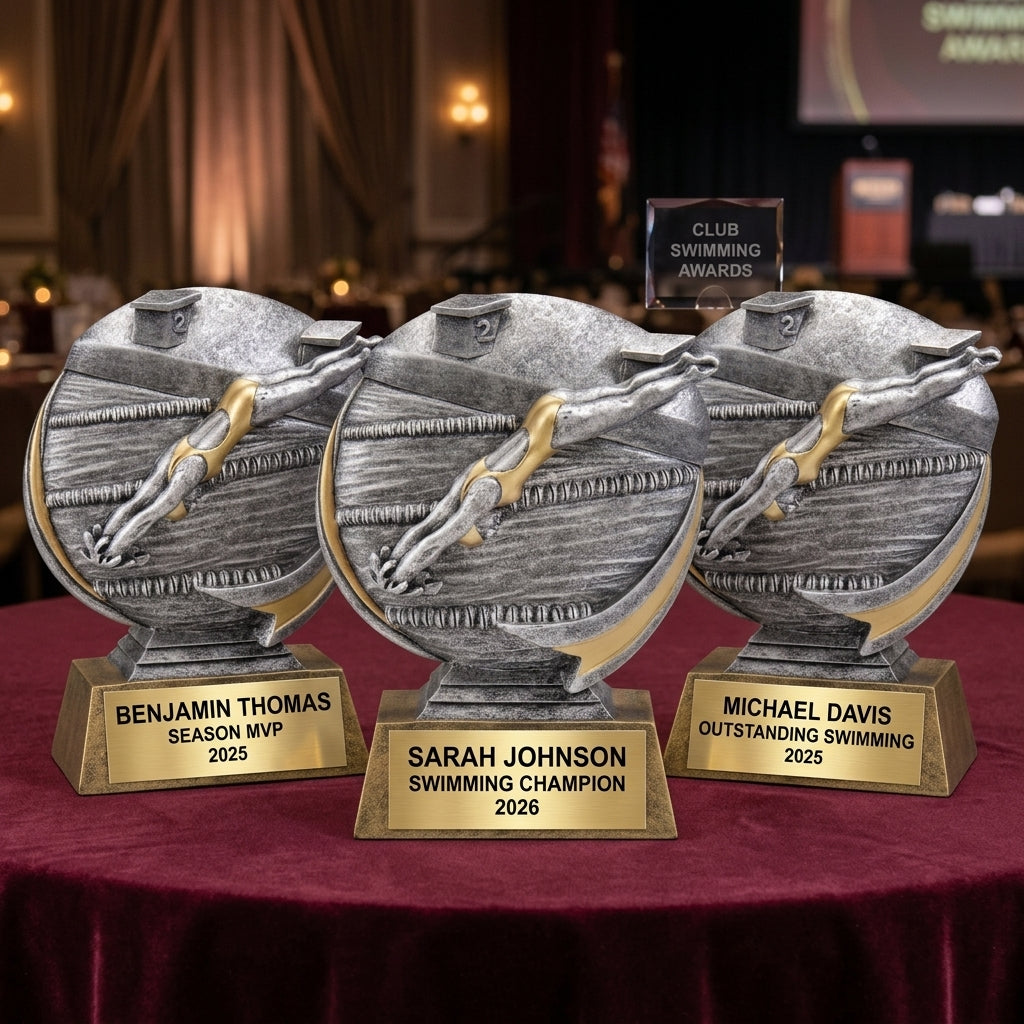 Swimming Trophy Award | Personalized | Custom Engraved | Swim Meet Champion | 3D Pewter | Personalized Gift - View 6