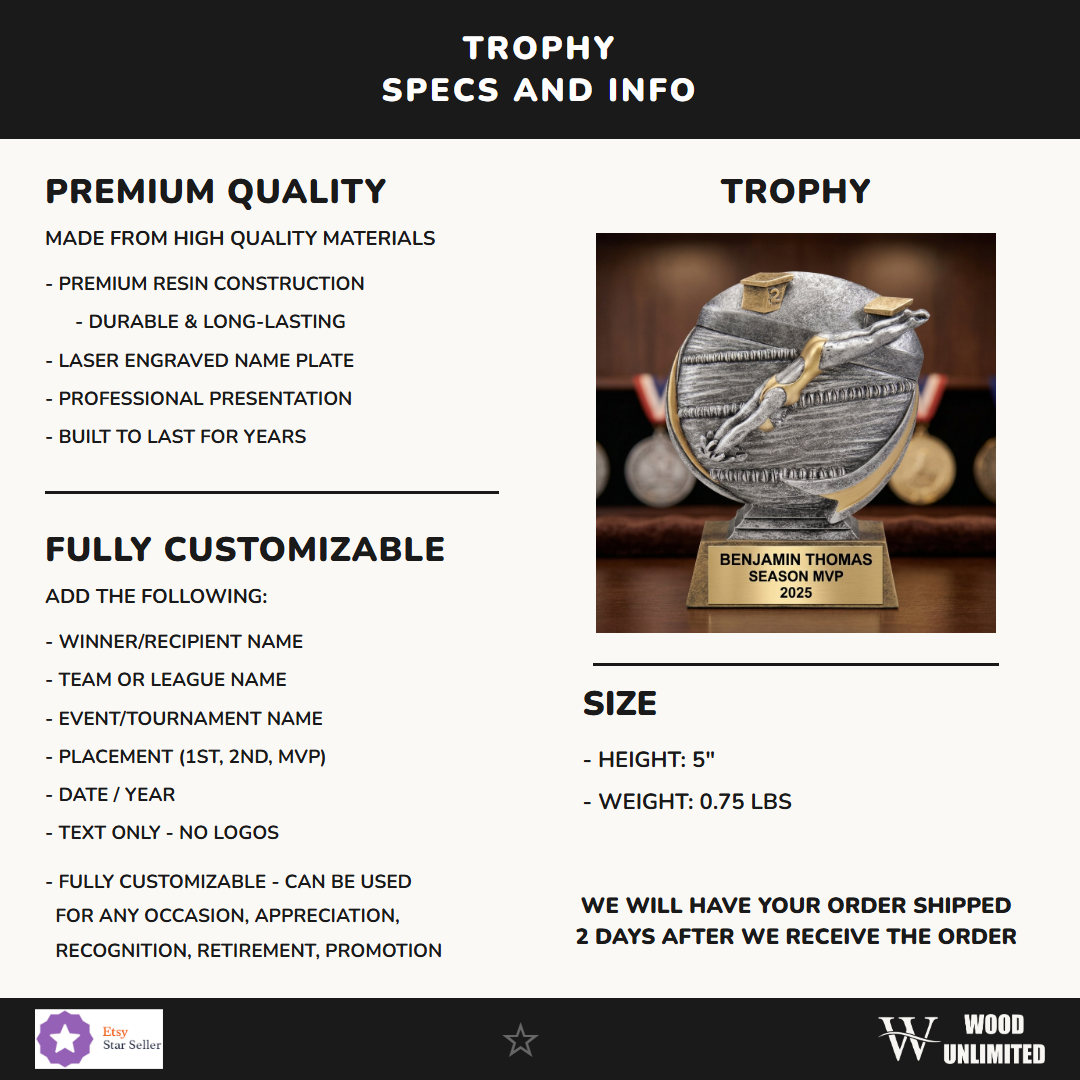 Swimming Award Trophy 5"