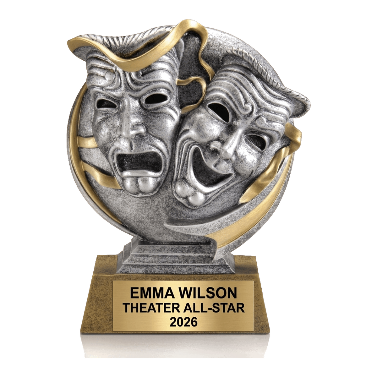 Personalized Theater Award Trophy, Custom Engraved Drama & Acting Recognition, Comedy Tragedy Masks Gift