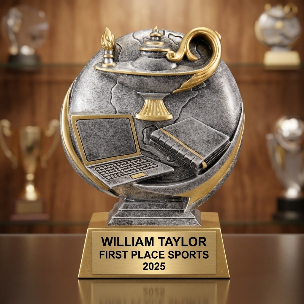 Sports Award Trophy | Personalized | Custom Engraved | Action 3D | Team Gift | Achievement | Tournament | Gold Plate - View 1