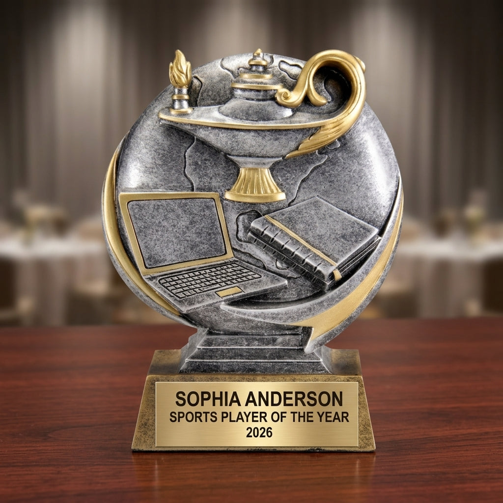 Sports Award Trophy | Personalized | Custom Engraved | Action 3D | Team Gift | Achievement | Tournament | Gold Plate - View 2