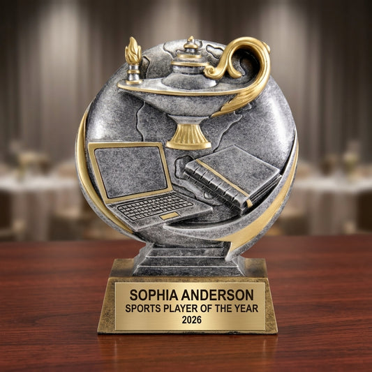 Sports Award Trophy | Personalized | Custom Engraved | Action 3D | Team Gift | Achievement | Tournament | Gold Plate - View 2