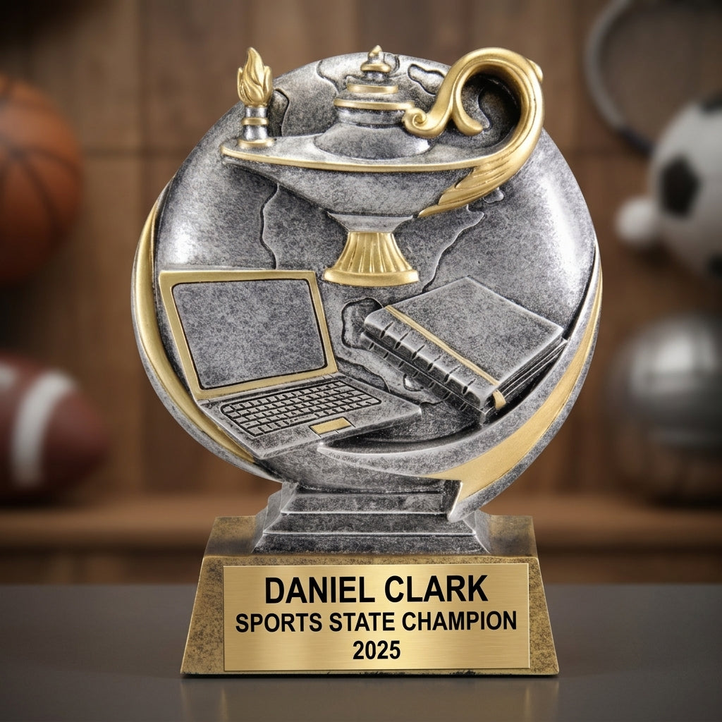 Sports Award Trophy | Personalized | Custom Engraved | Action 3D | Team Gift | Achievement | Tournament | Gold Plate - View 3