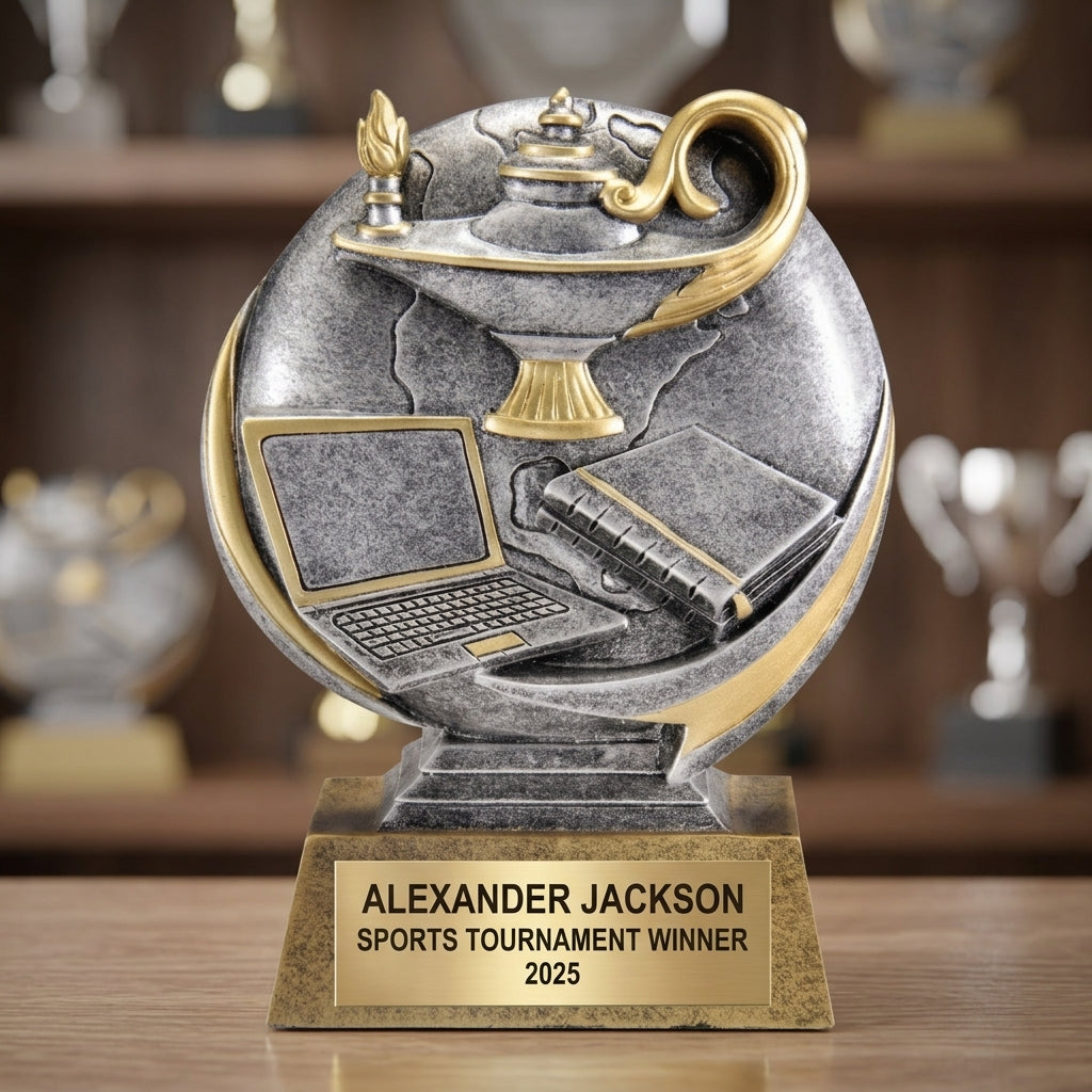 Sports Award Trophy | Personalized | Custom Engraved | Action 3D | Team Gift | Achievement | Tournament | Gold Plate - View 4