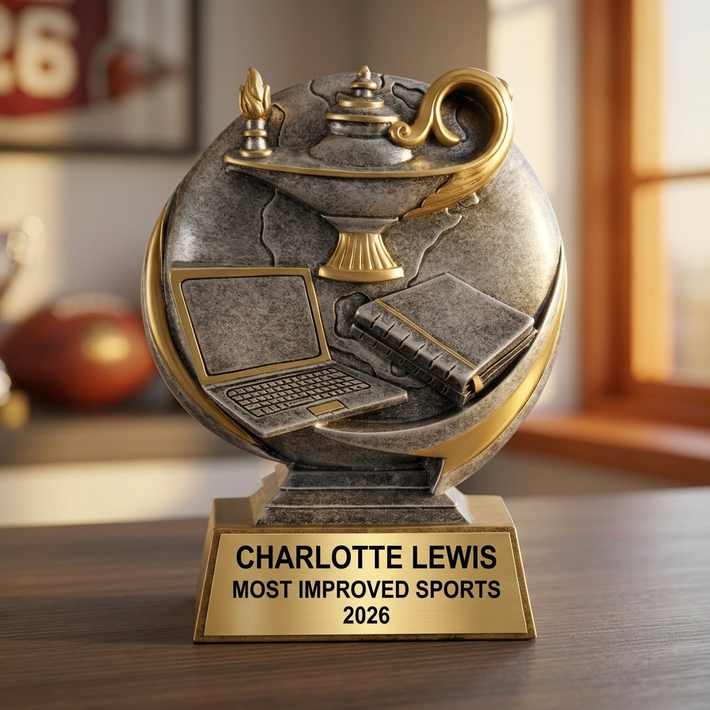 Sports Award Trophy | Personalized | Custom Engraved | Action 3D | Team Gift | Achievement | Tournament | Gold Plate - View 5