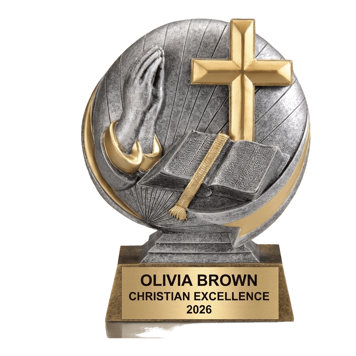 Personalized Christian Award, Custom Engraved Faith Recognition Trophy, Pastor & Church Volunteer Gift