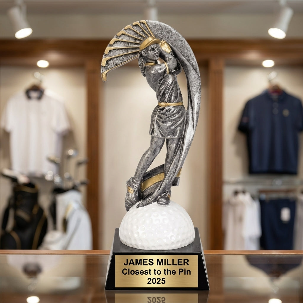 Personalized | Golf Award | Custom Engraved | Golf Trophy | Female Golfer | Women's Golf | Hole In One | Engraved Award | Custom Trophy - View 3