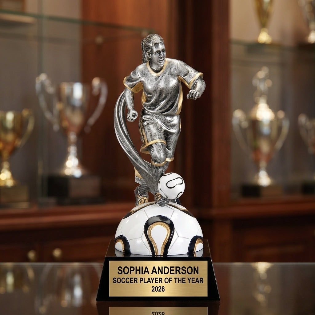 Personalized | Soccer Award | Custom Engraved | Soccer Trophy | Female Soccer | Player Award | Engraved | Youth Soccer | Team Awards - View 1