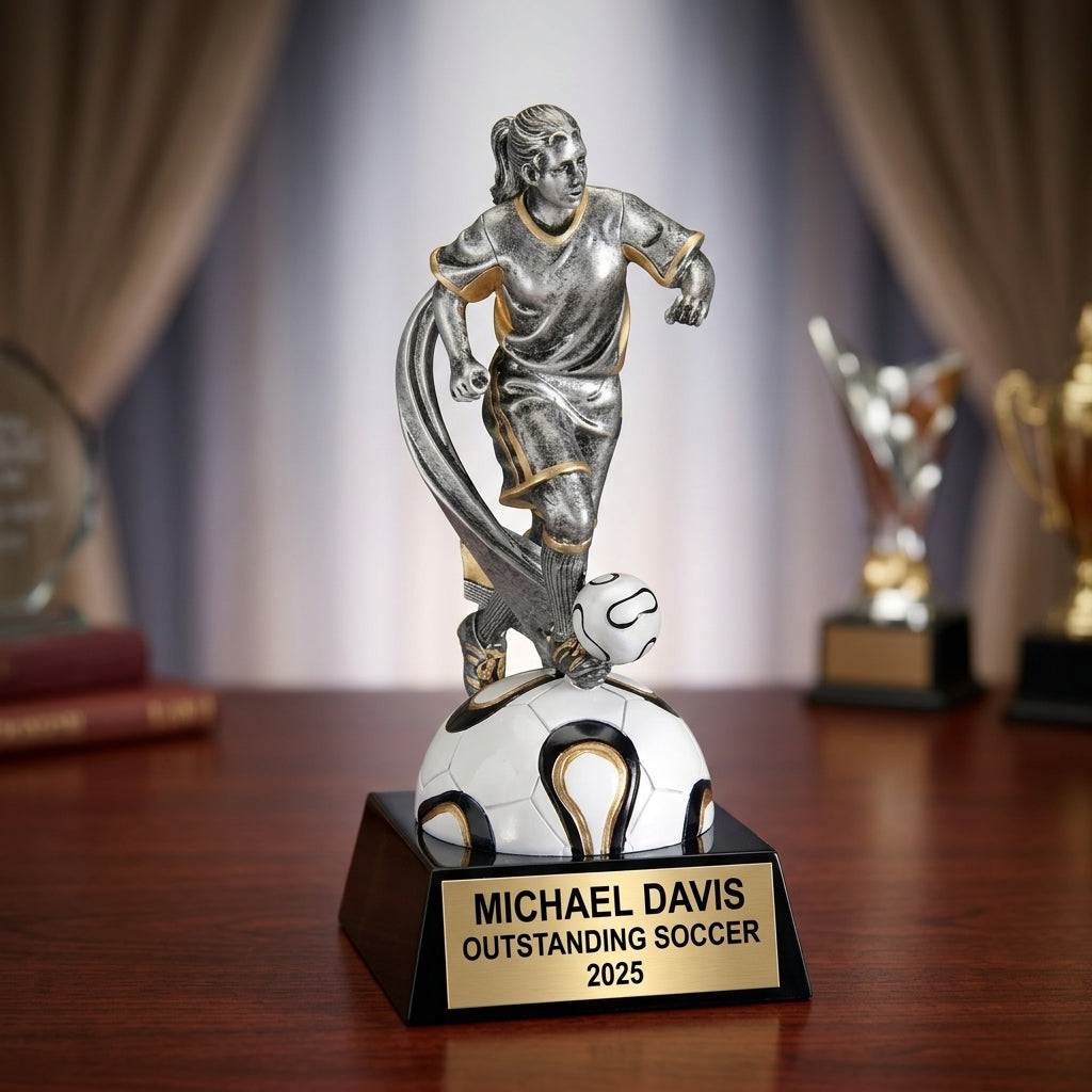 Personalized | Soccer Award | Custom Engraved | Soccer Trophy | Female Soccer | Player Award | Engraved | Youth Soccer | Team Awards - View 2