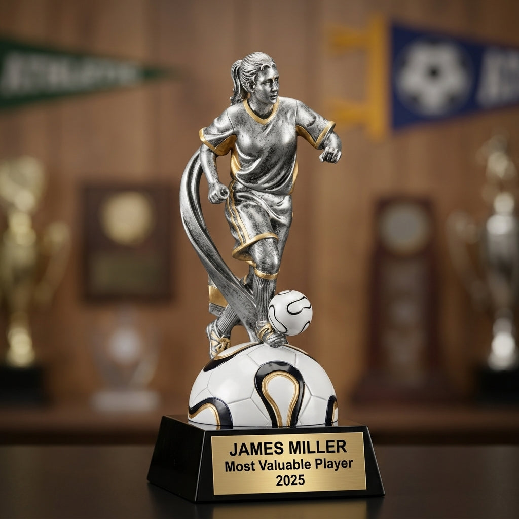 Personalized | Soccer Award | Custom Engraved | Soccer Trophy | Female Soccer | Player Award | Engraved | Youth Soccer | Team Awards - View 3