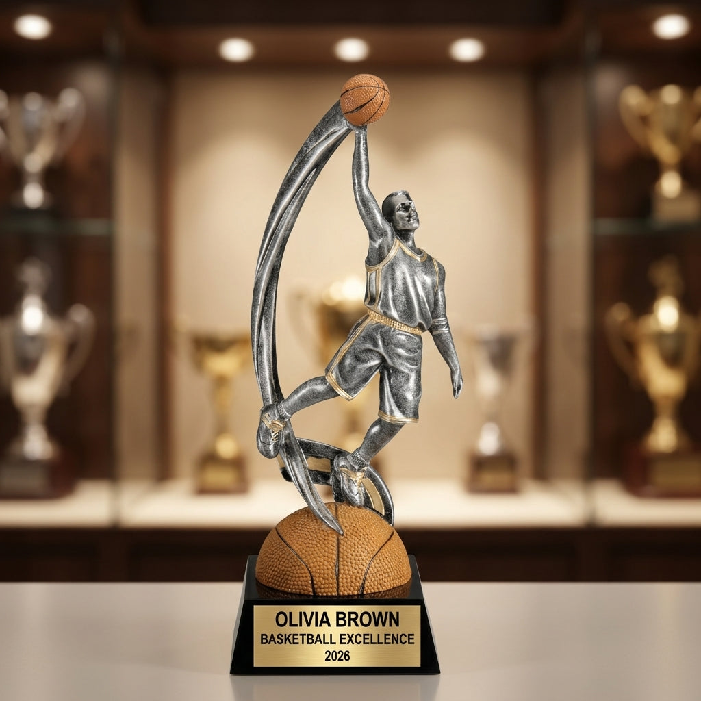 Basketball Award Trophy | Personalized | Custom Engraved | Team Gift | Basketball Tournament | MVP Award | Engraved Basketball - View 1