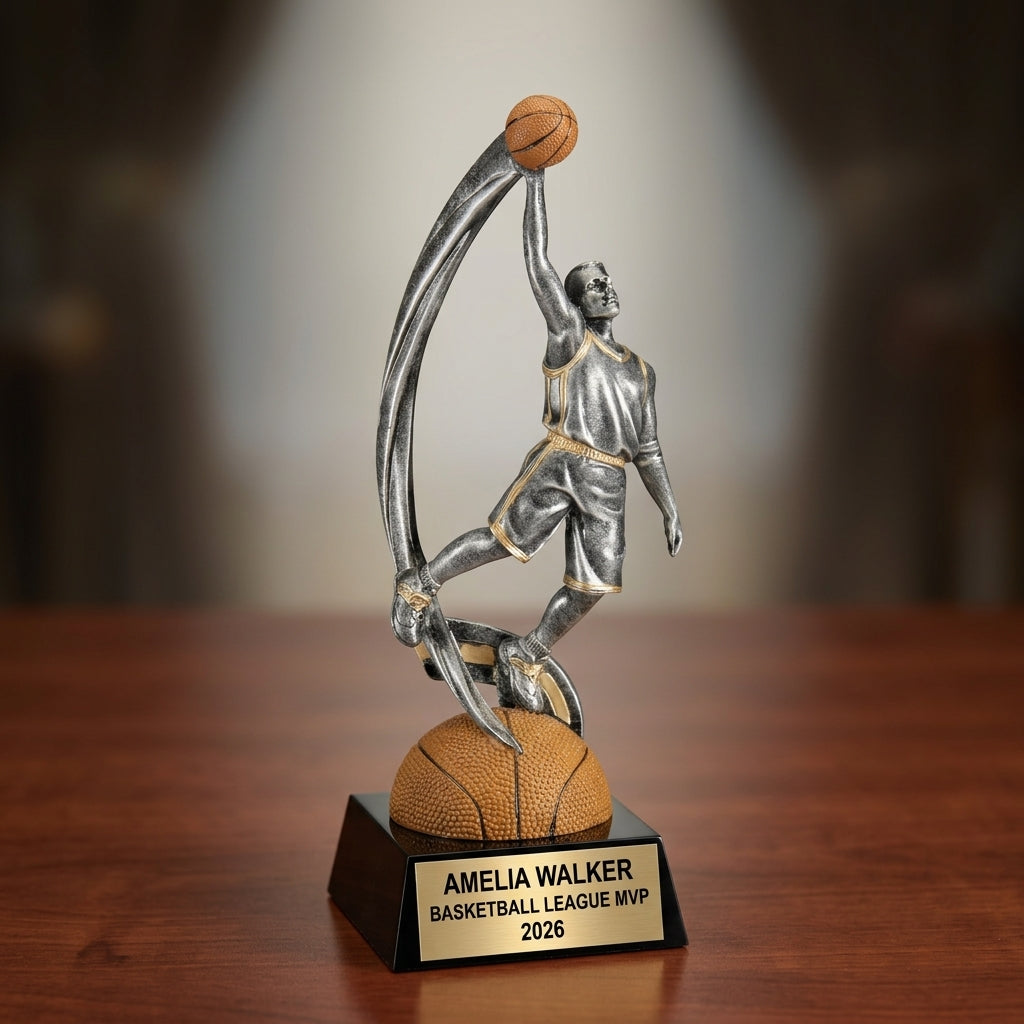 Basketball Award Trophy | Personalized | Custom Engraved | Team Gift | Basketball Tournament | MVP Award | Engraved Basketball - View 2
