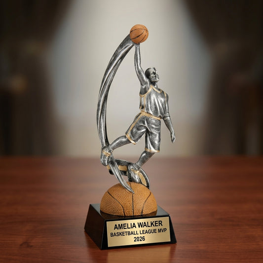 Basketball Award Trophy | Personalized | Custom Engraved | Team Gift | Basketball Tournament | MVP Award | Engraved Basketball - View 2