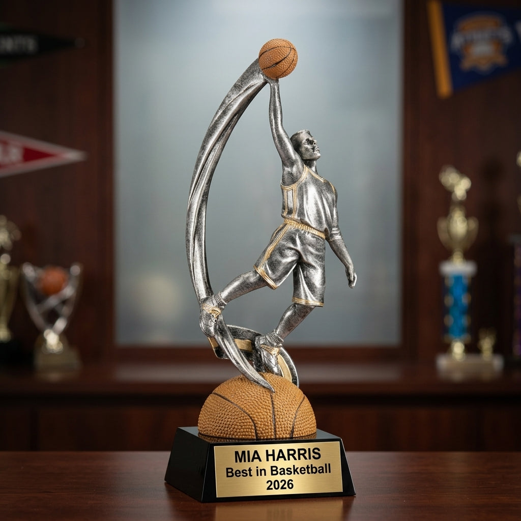 Basketball Award Trophy | Personalized | Custom Engraved | Team Gift | Basketball Tournament | MVP Award | Engraved Basketball - View 3