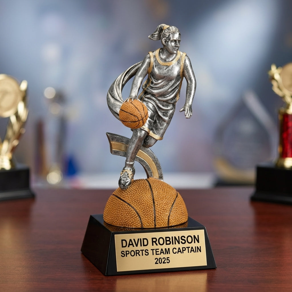 Basketball Sports Trophy | Personalized Award | Custom Engraved | Female Athlete | Team Gift - View 2