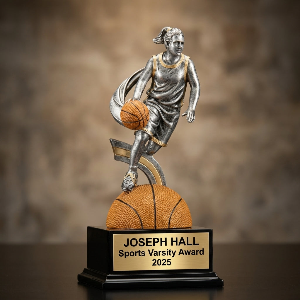 Basketball Sports Trophy | Personalized Award | Custom Engraved | Female Athlete | Team Gift - View 3