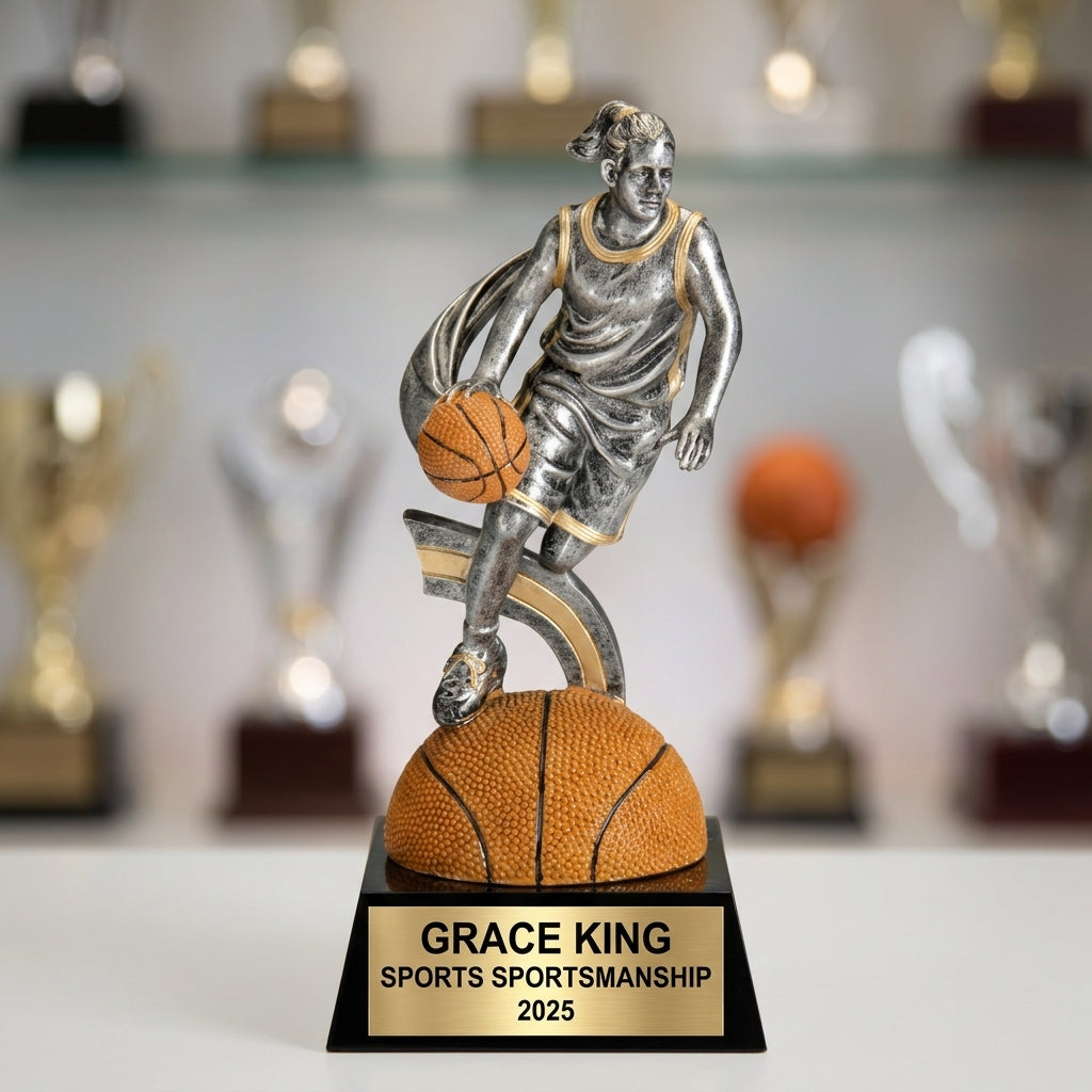 Basketball Sports Trophy | Personalized Award | Custom Engraved | Female Athlete | Team Gift - View 4