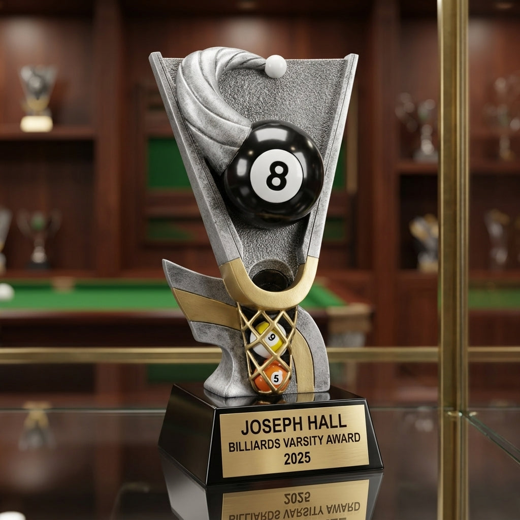 Billiards Award Trophy | Personalized | Custom Engraved | Pool Tournament | 8-Ball | 9-Ball - View 1