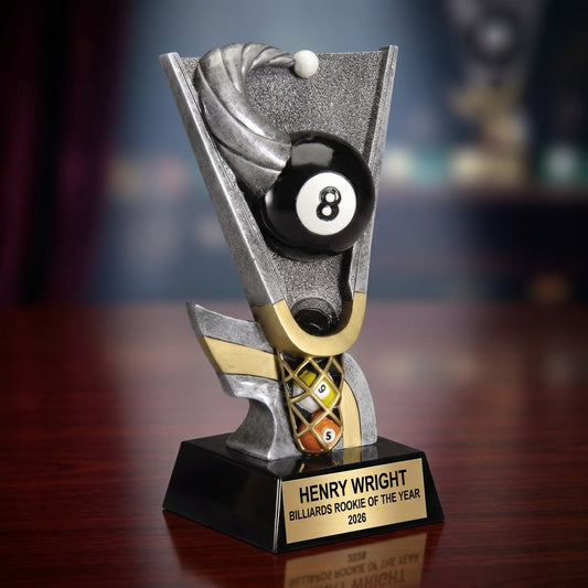 Billiards Award Trophy | Personalized | Custom Engraved | Pool Tournament | 8-Ball | 9-Ball - View 2