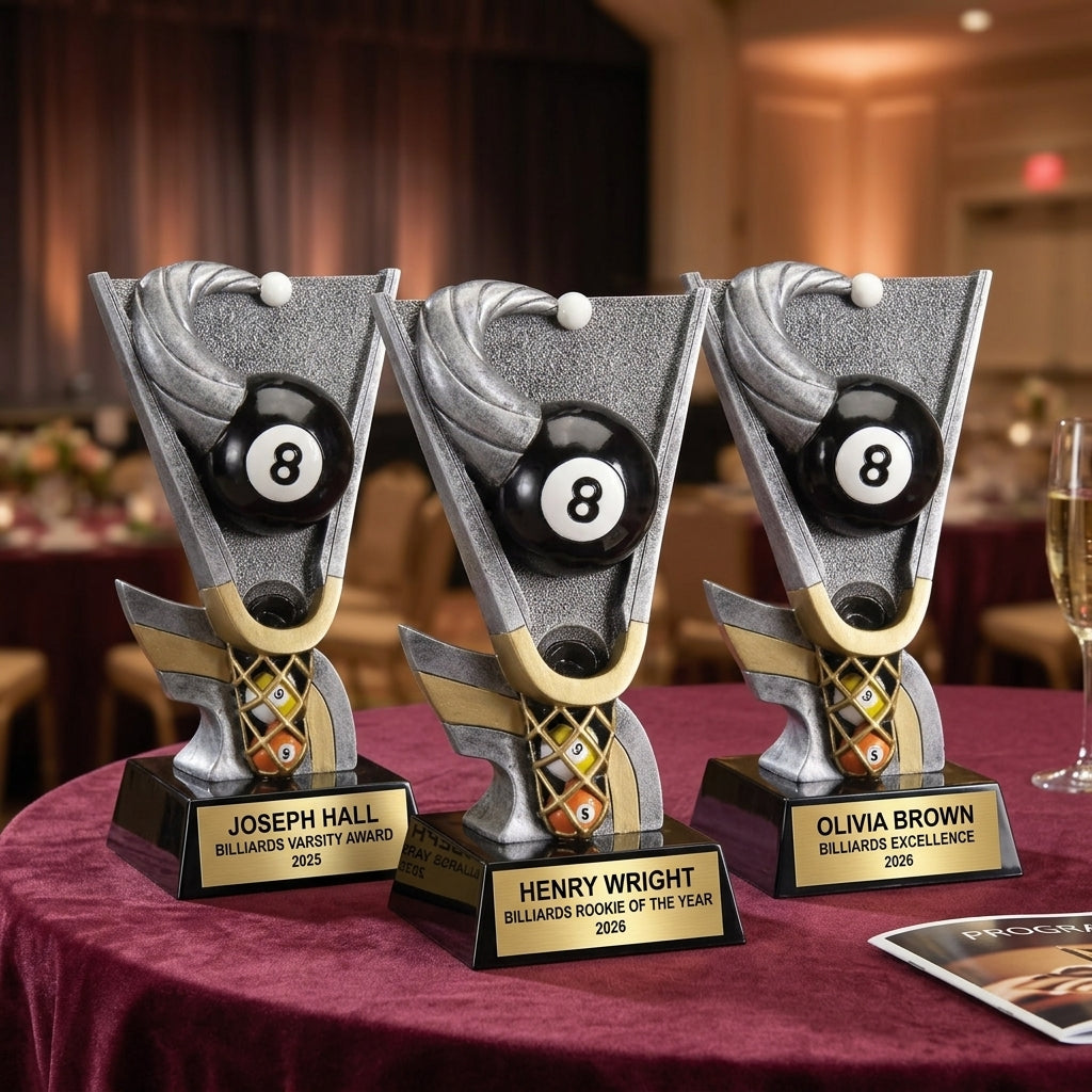 Billiards Award Trophy | Personalized | Custom Engraved | Pool Tournament | 8-Ball | 9-Ball - View 6