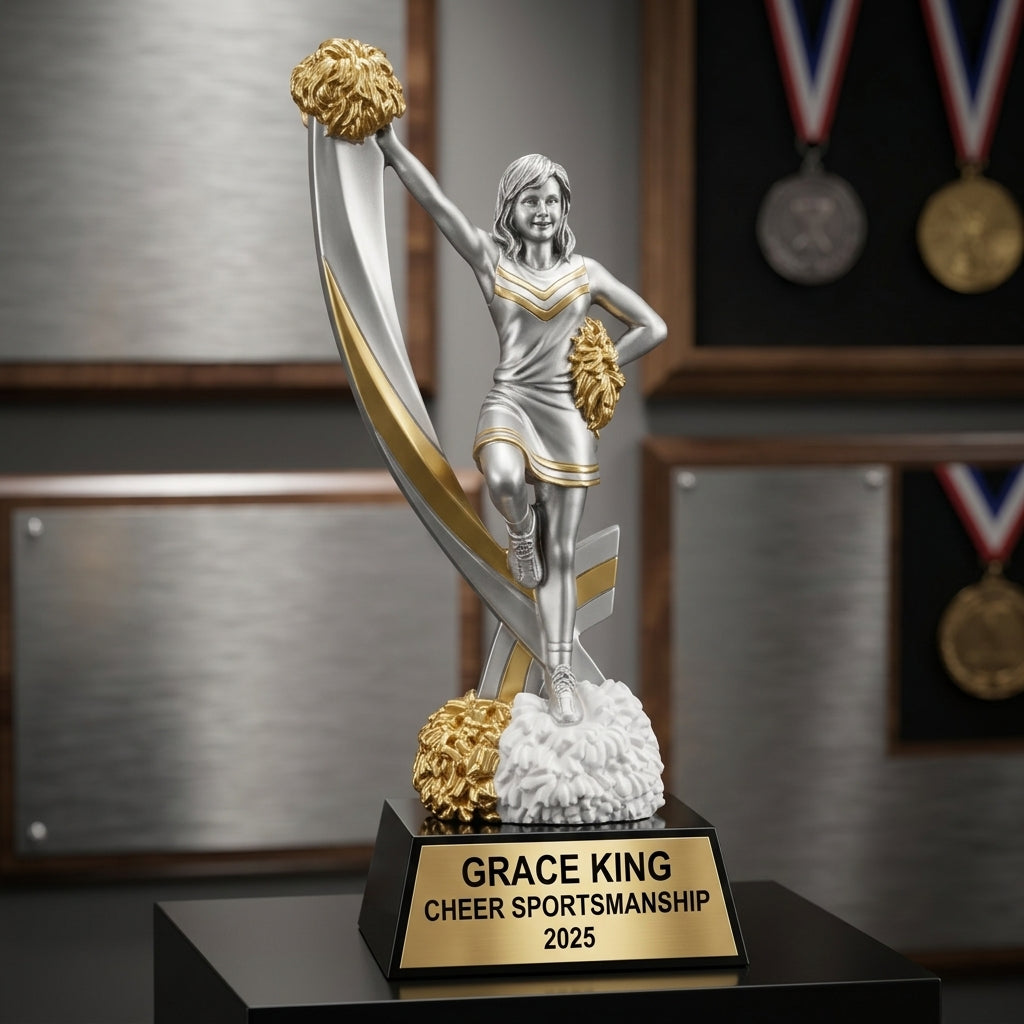 Cheer Trophy Award | Personalized Cheerleading Gift | Custom Engraved | Cheerleader Award | Dance | Team Gifts - View 3