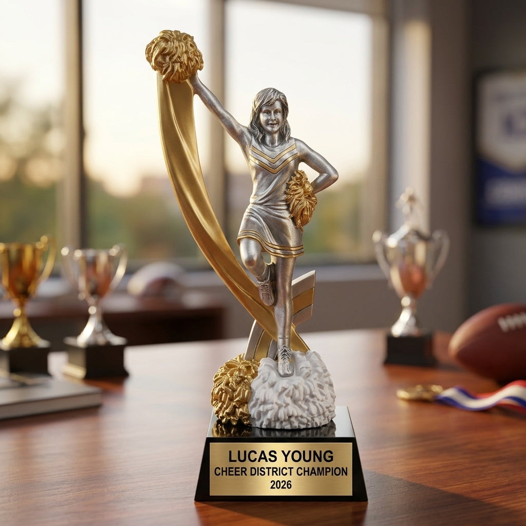 Cheer Trophy Award | Personalized Cheerleading Gift | Custom Engraved | Cheerleader Award | Dance | Team Gifts - View 5