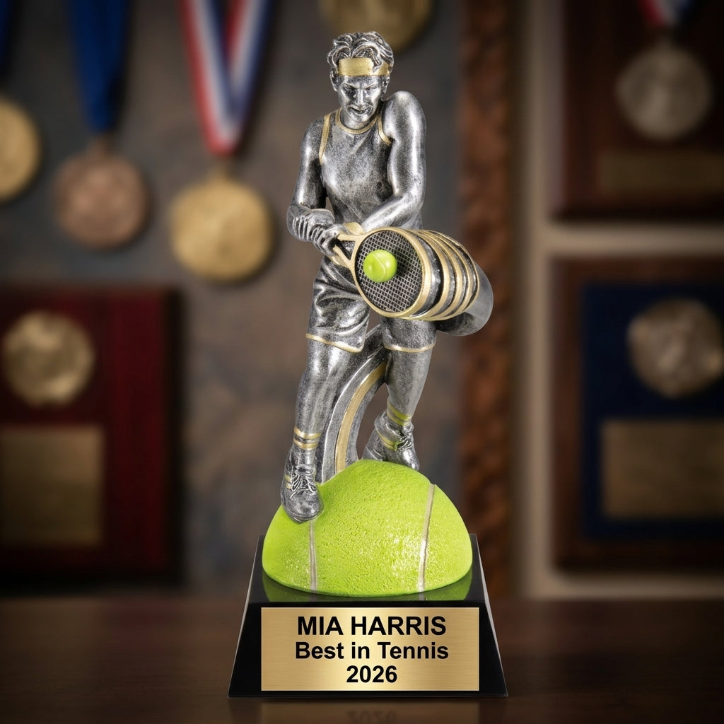 Tennis Award Trophy | Personalized | Custom Engraved | Tennis Champion | Player Award | Gift for Tennis Player - View 3