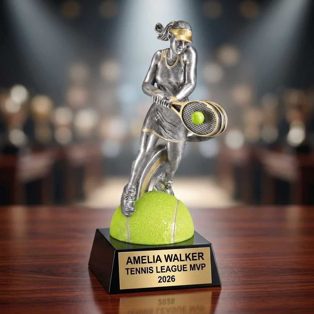 Tennis Award Trophy | Personalized | Custom Engraved | Tennis Champion | MVP Award | Tennis Gift - View 2