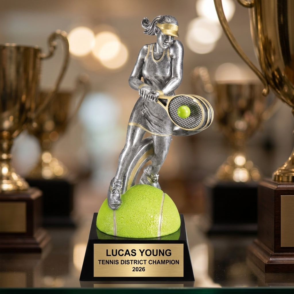 Tennis Award Trophy | Personalized | Custom Engraved | Tennis Champion | MVP Award | Tennis Gift - View 4