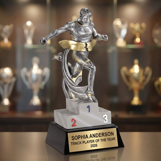 Track Trophy Award | Personalized | Custom Engraved | Running Award | Track & Field | Gift for Runner | Track Champion - View 1
