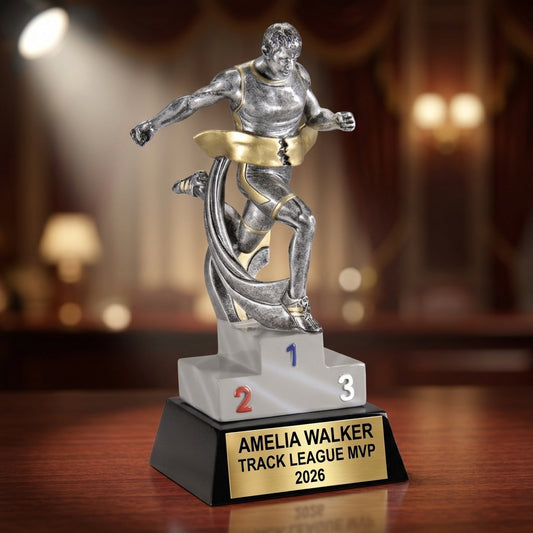 Track Trophy Award | Personalized | Custom Engraved | Running Award | Track & Field | Gift for Runner | Track Champion - View 2